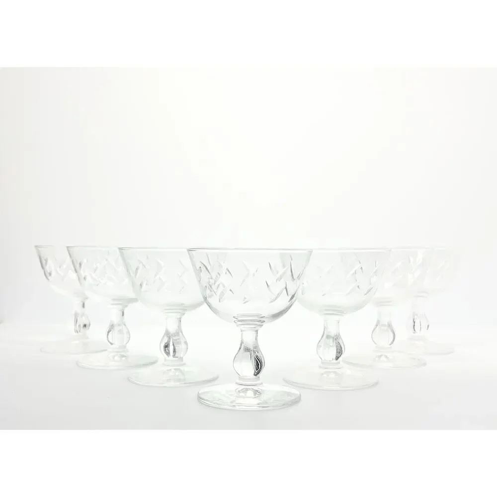 Libbey “Colonial Heritage” Set of 7 Coupe Champagne Glasses 4 1/4” 6oz